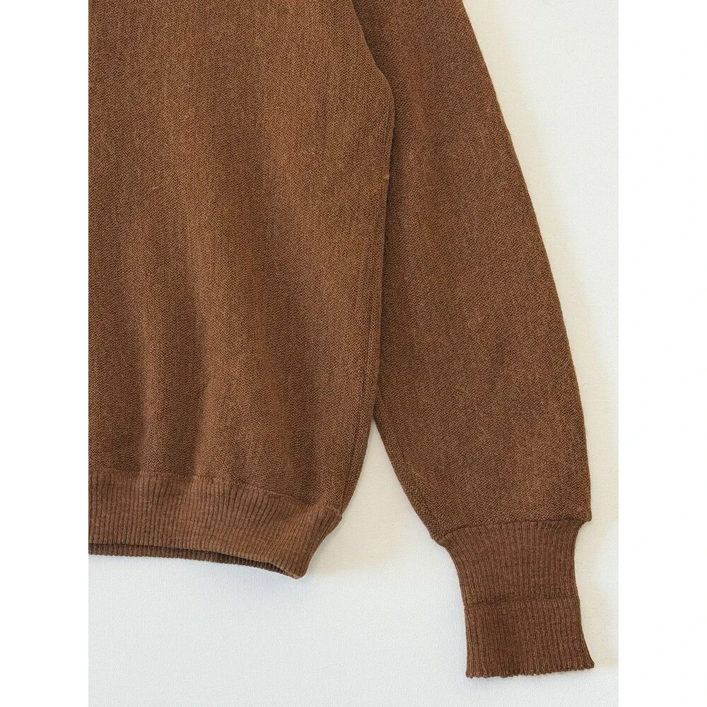 Pebble Beach Polo Sweater Mens Large Brown Alpaca Wool Blend Long Sleeve Vintage
